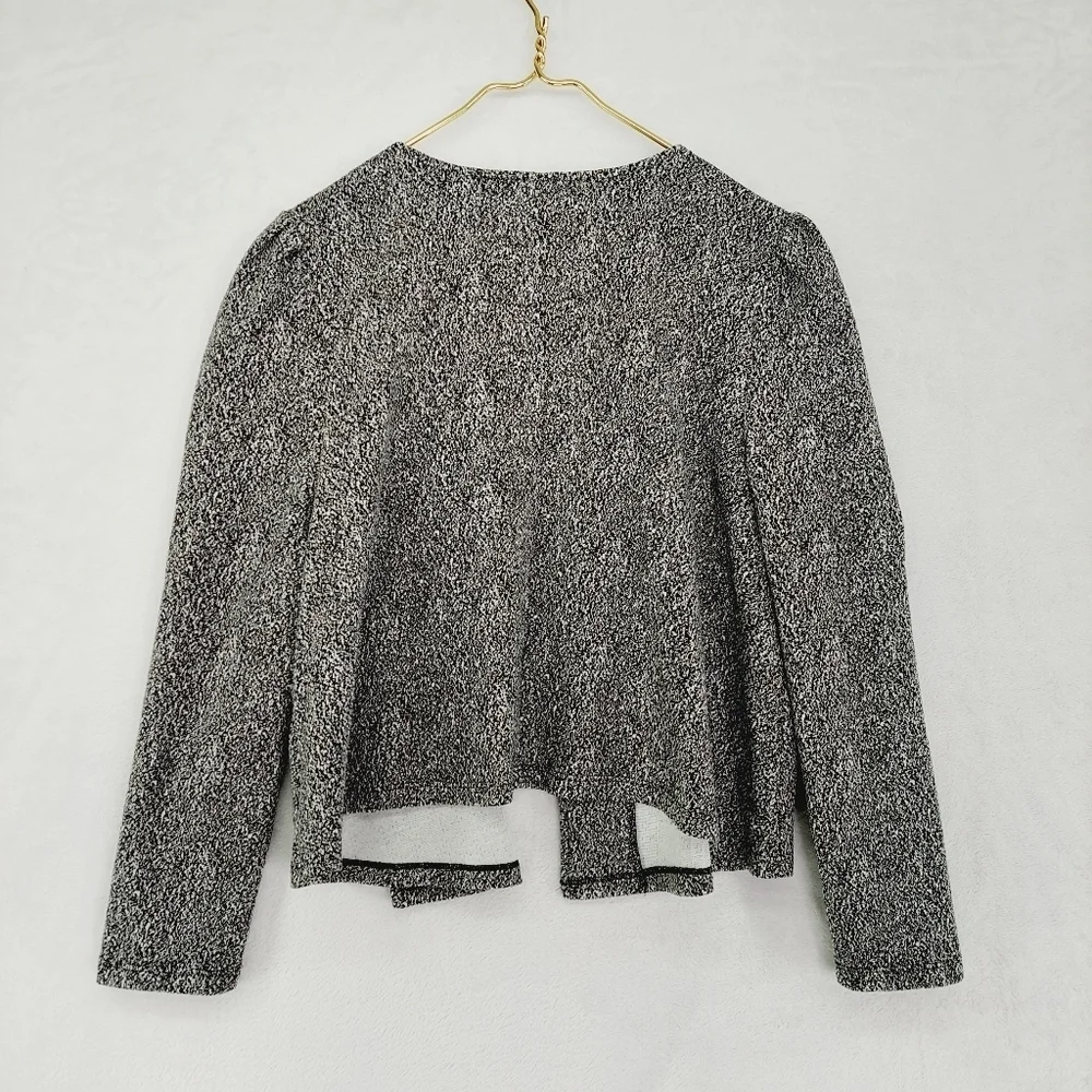 NEW 14th & Union Open Front Cardigan Sweater Gray Jacquard Blazer P4871